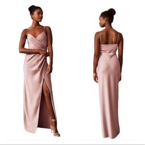 BHLDN x Anthropologie Freya Satin Charmeuse Dress in Lilac Smoke